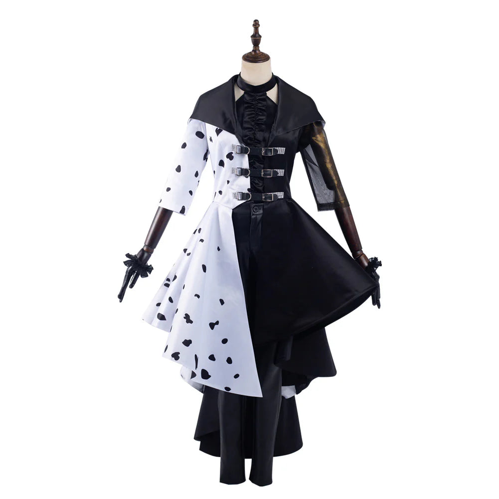 Cruella de Vil 2021 Movie Cosplay Costume Dress – Women’s Halloween Outfit
