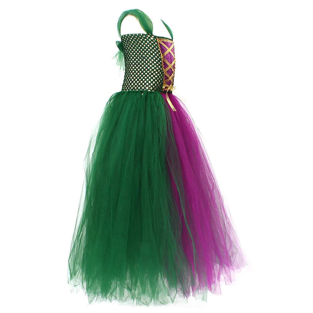 Kids Hocus Pocus Winifred Sanderson Cosplay Mesh Dress