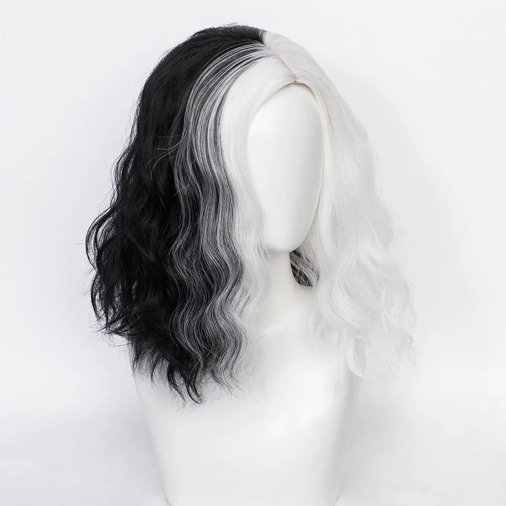 Cruella de Vil Cosplay Wig Heat Resistant Synthetic Hair