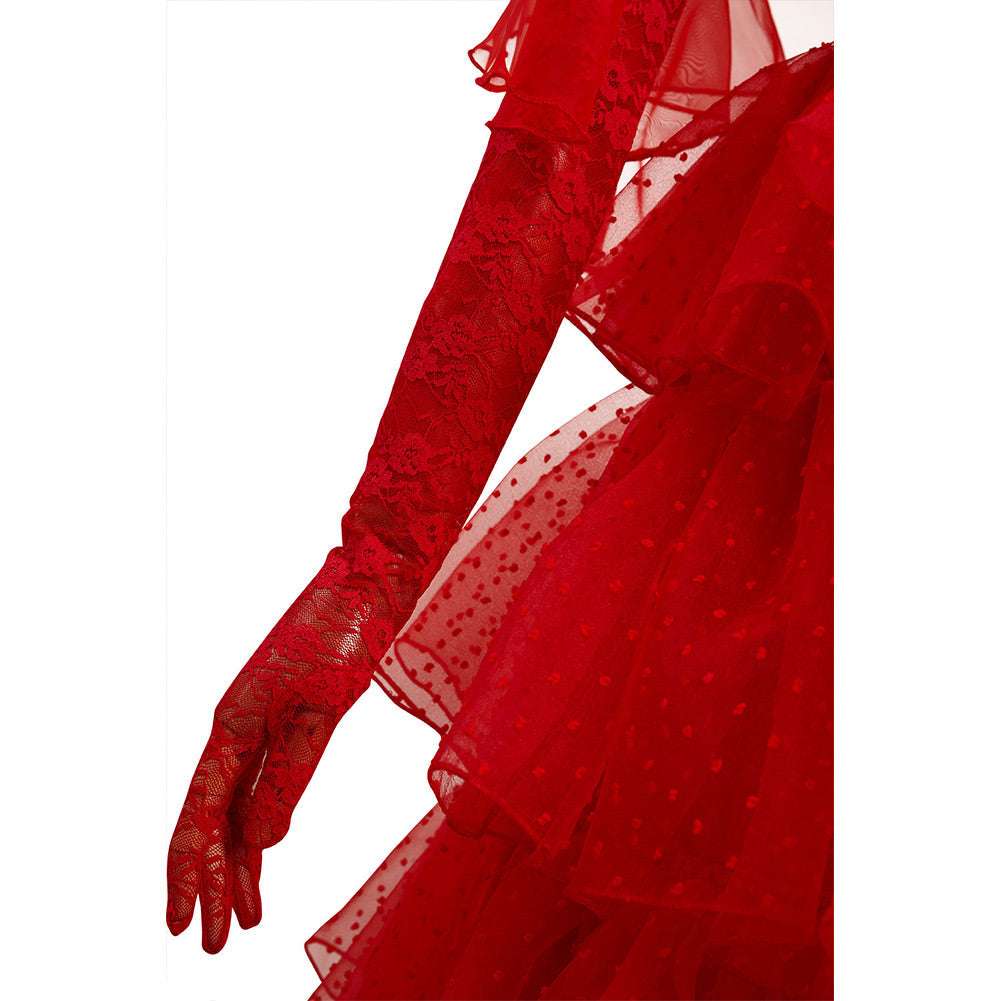 Lydia Beetlejuice Red Wedding Costume – Women’s Halloween Dress