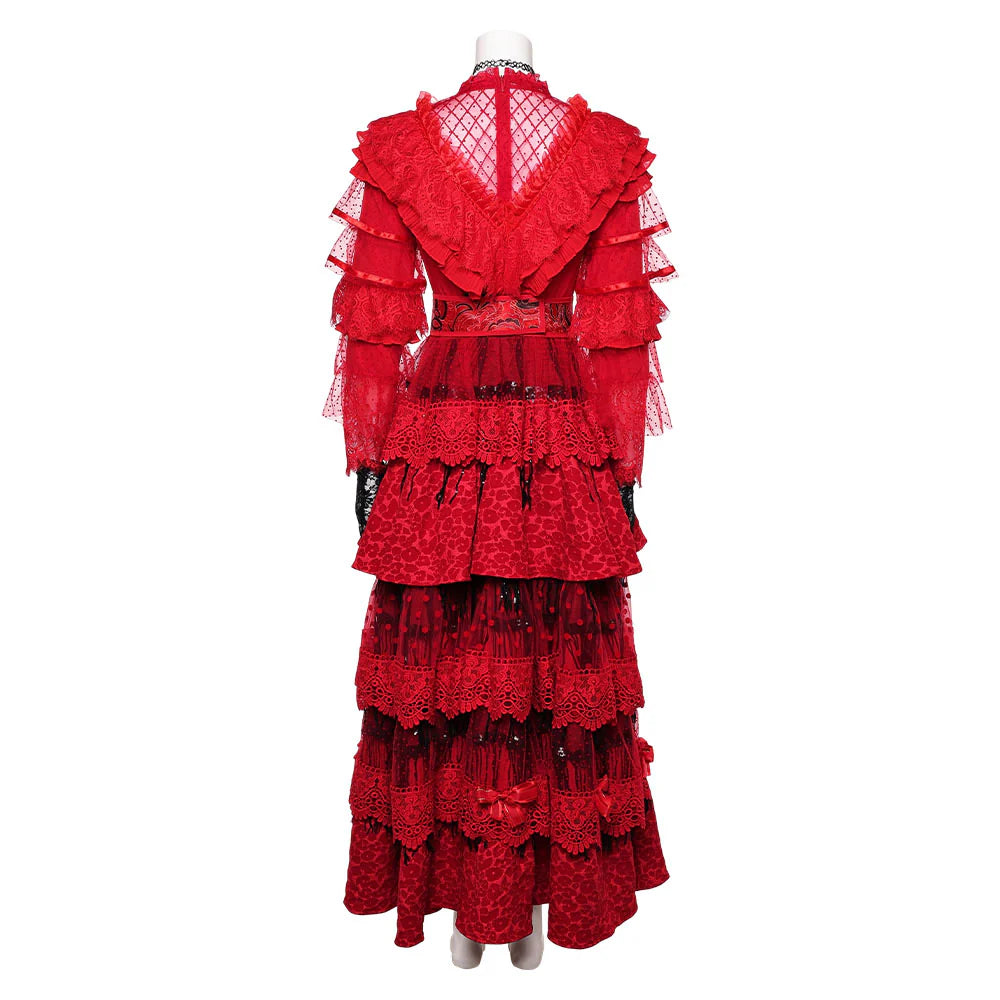 Beetlejuice Lydia Deetz Red Wedding Dress Cosplay Costume – Women’s Halloween Outfit