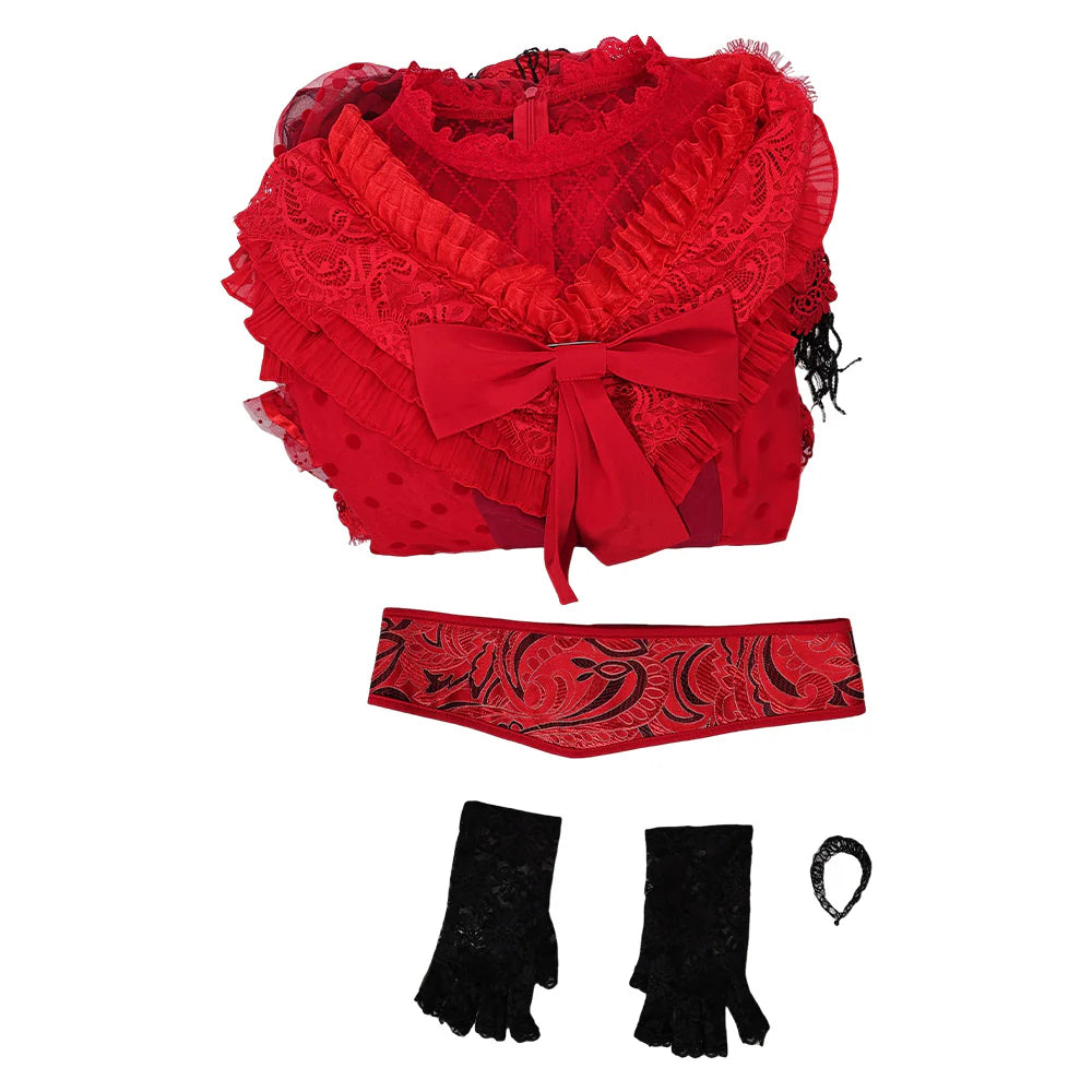 Beetlejuice Lydia Deetz Red Wedding Dress Cosplay Costume – Women’s Halloween Outfit
