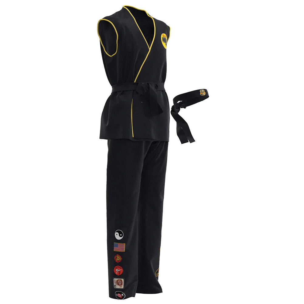 Cobra Kai Cosplay Costume Set with Top, Pants & Headband – Unisex Halloween Outfit