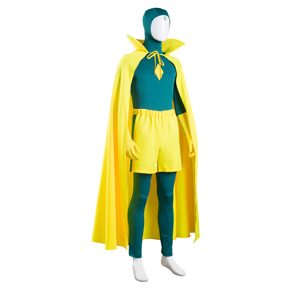 Wanda Vision Vision Cosplay Costume Jumpsuit & Cloak – Unisex Halloween Outfit