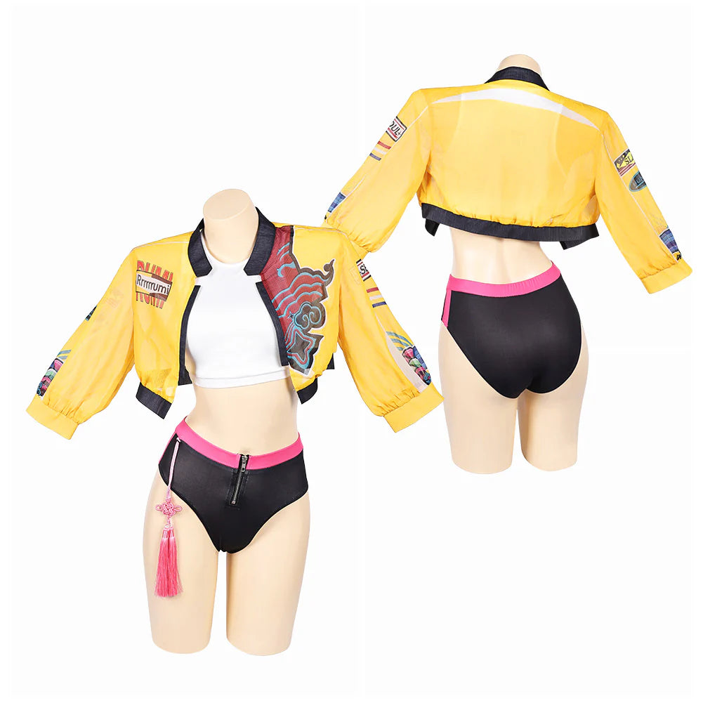 Women’s K-POP Demon Hunters Rumi Cosplay Costume Set – Halloween Outfit