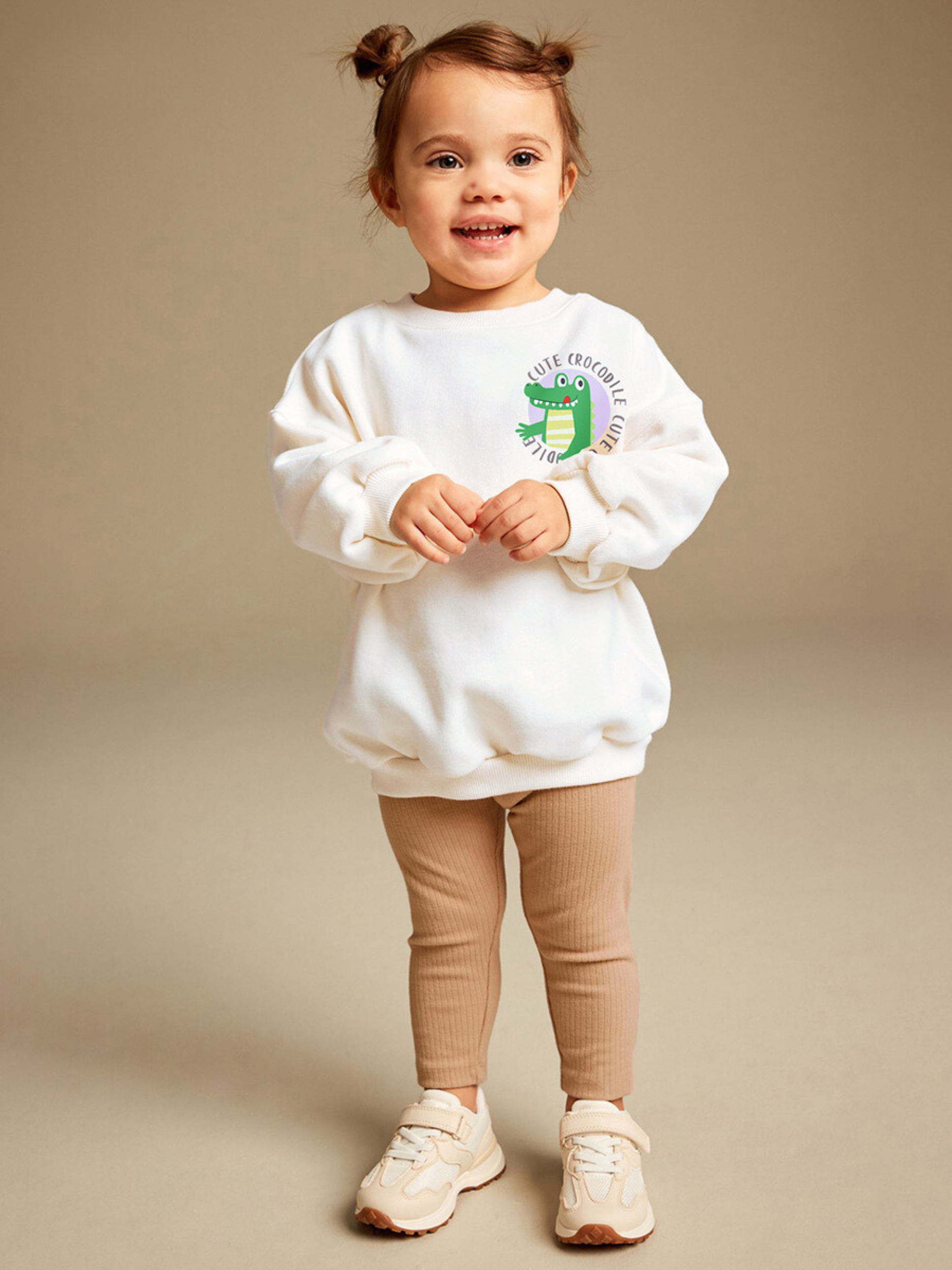 Kids Crocodile Sweatshirt and Ribbed Leggings Set – Cozy Casual Outfit