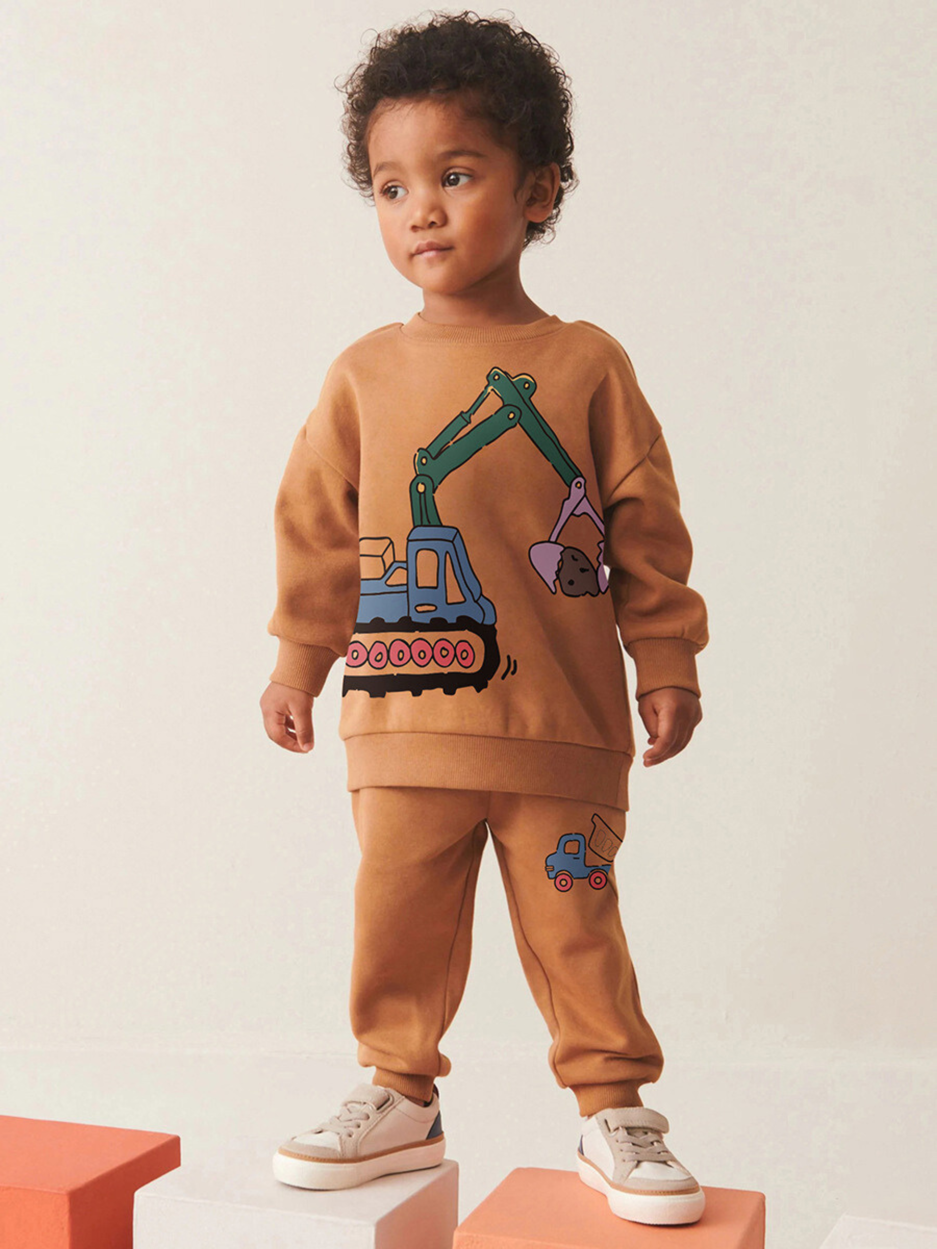 Boys Excavator Sweatshirt & Jogger Pants Set – Toddler 2-Piece Outfit