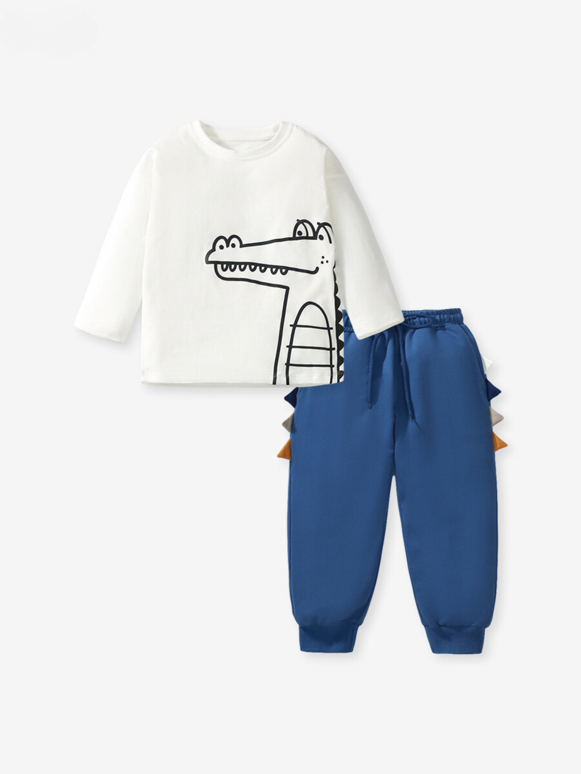 Boys Crocodile Graphic Long-Sleeve Shirt & Jogger Set – Toddler 2-Piece Outfit