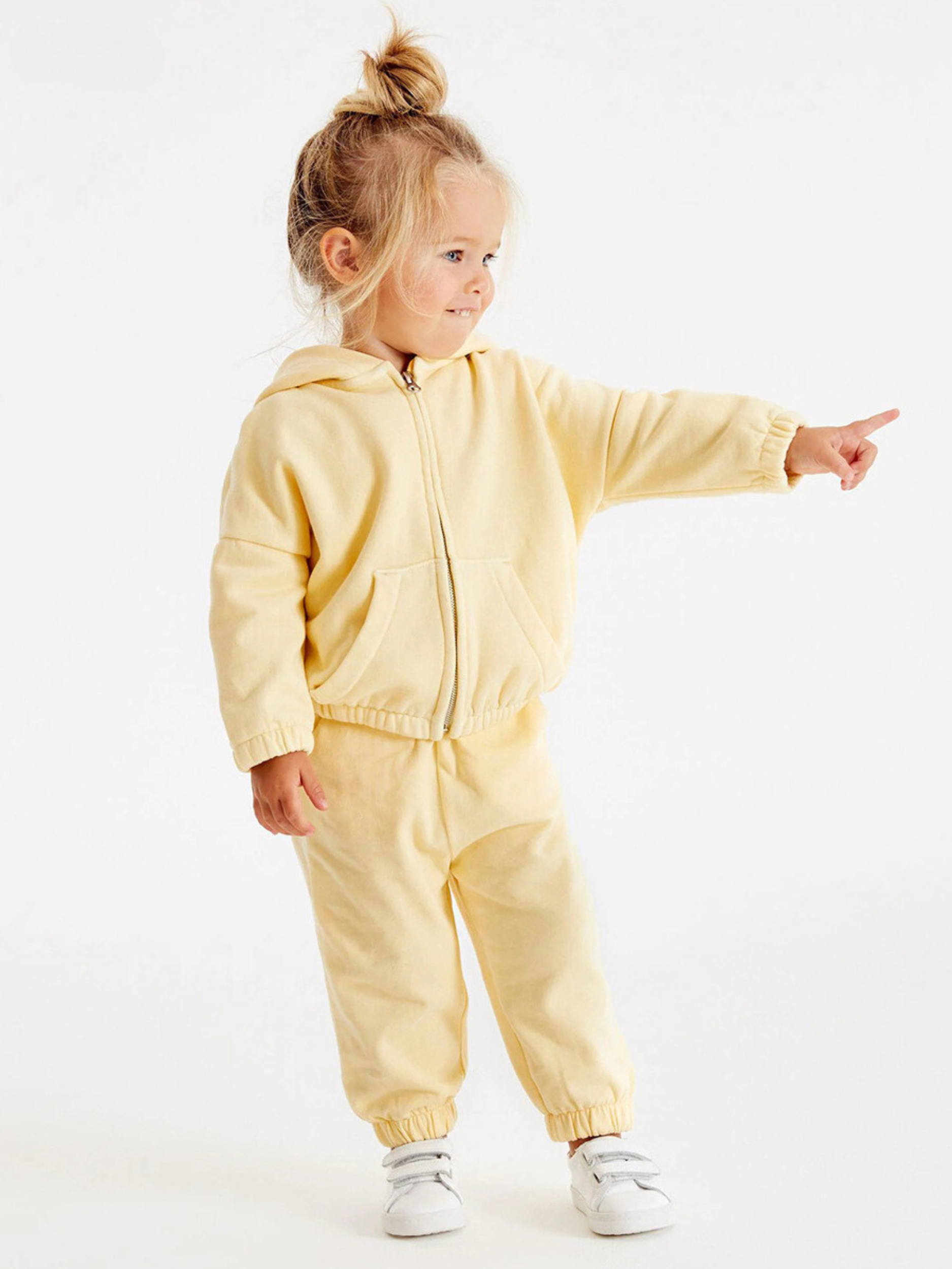 Girls Yellow Bear Ear Hoodie & Jogger Pants Set – Toddler 2-Piece Outfit