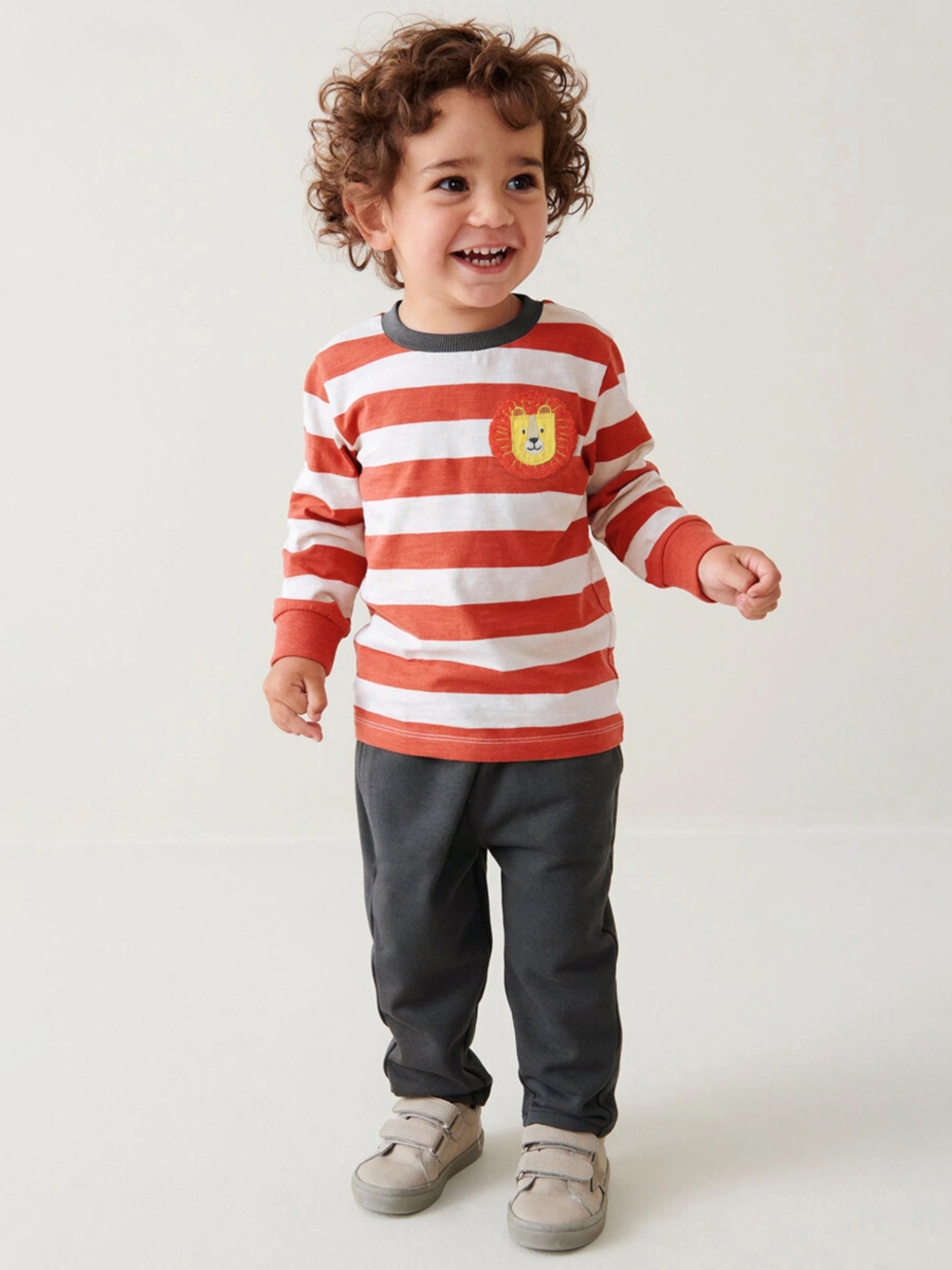 Boys Striped Long-Sleeve Lion Top & Pants Set – Toddler 2-Piece Outfit