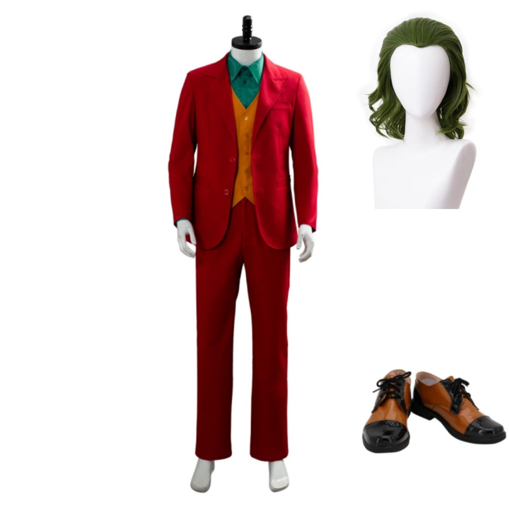 Joker 2019 Arthur Fleck Cosplay Costume Full Set with Wig & Shoes – Halloween Costumes Joaquin Phoenix Suit
